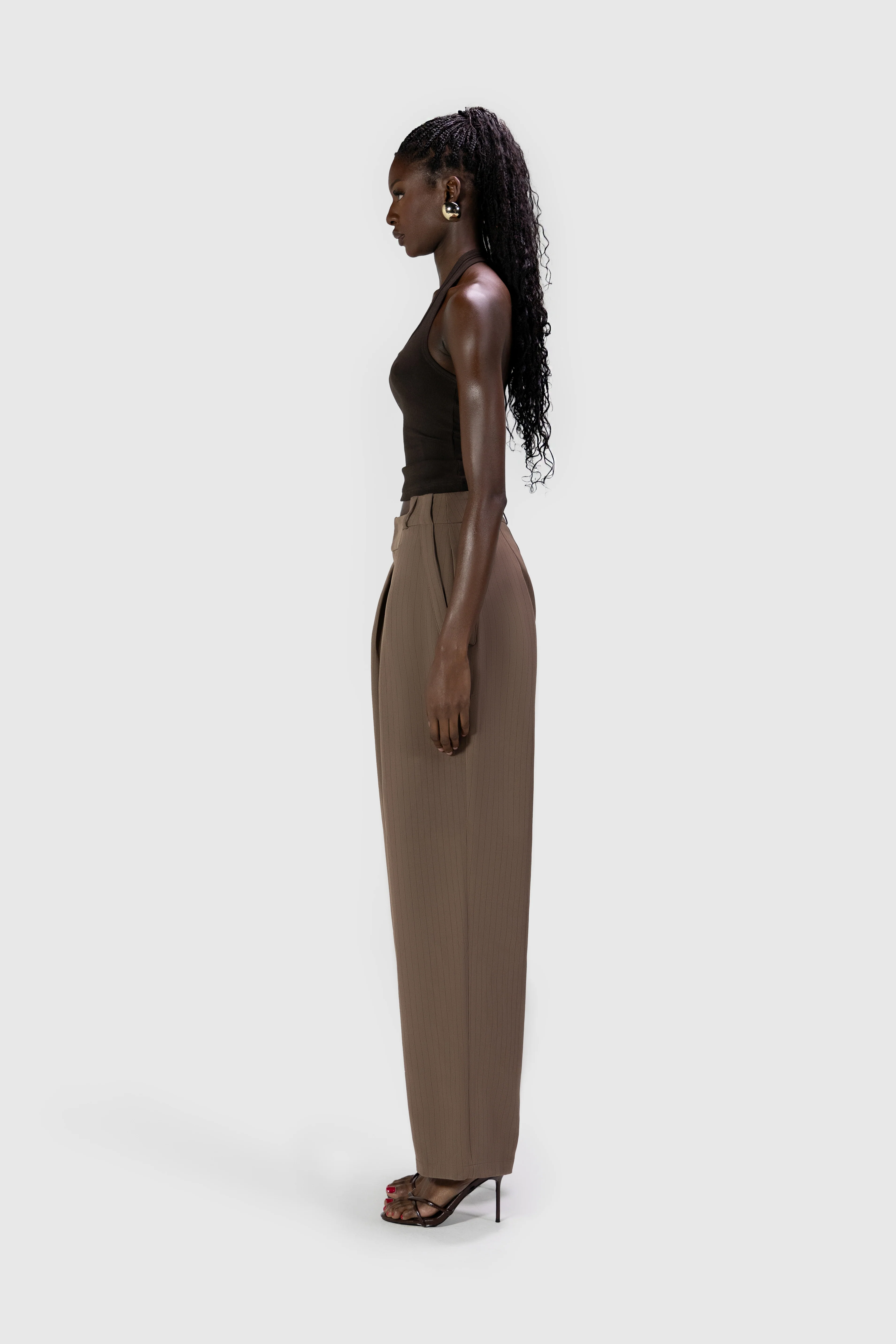 Wide Leg Suit Pants - Coco Pinstripe - Image 3