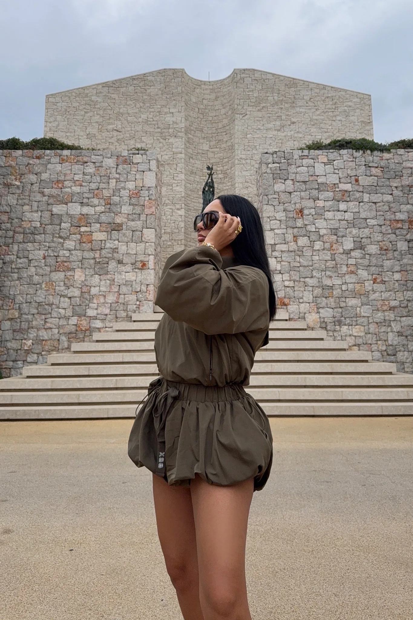 Windbreaker Balloon Short - Khaki - Image 2
