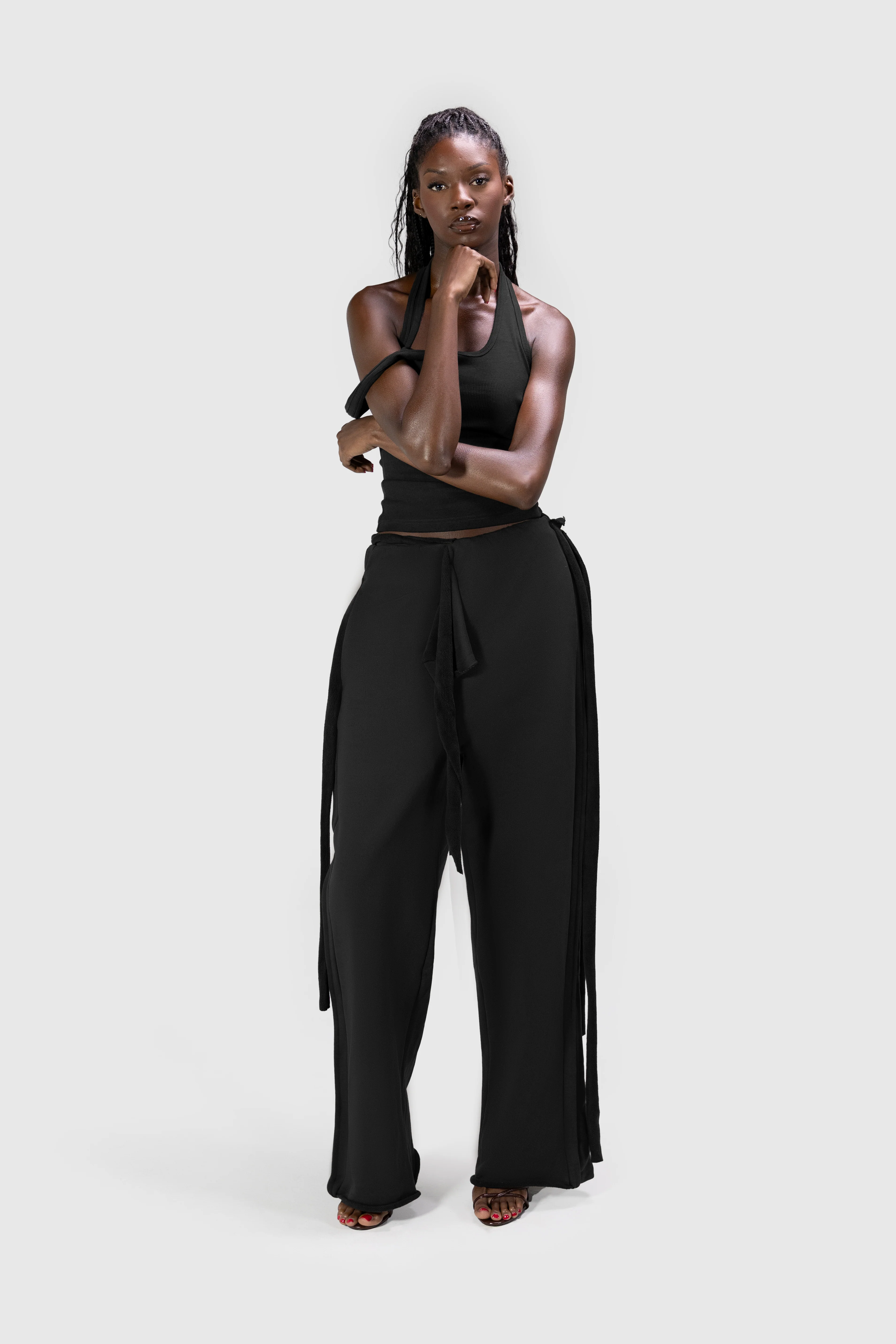 Wrapped Wide Leg Jogger - Black - Image 10