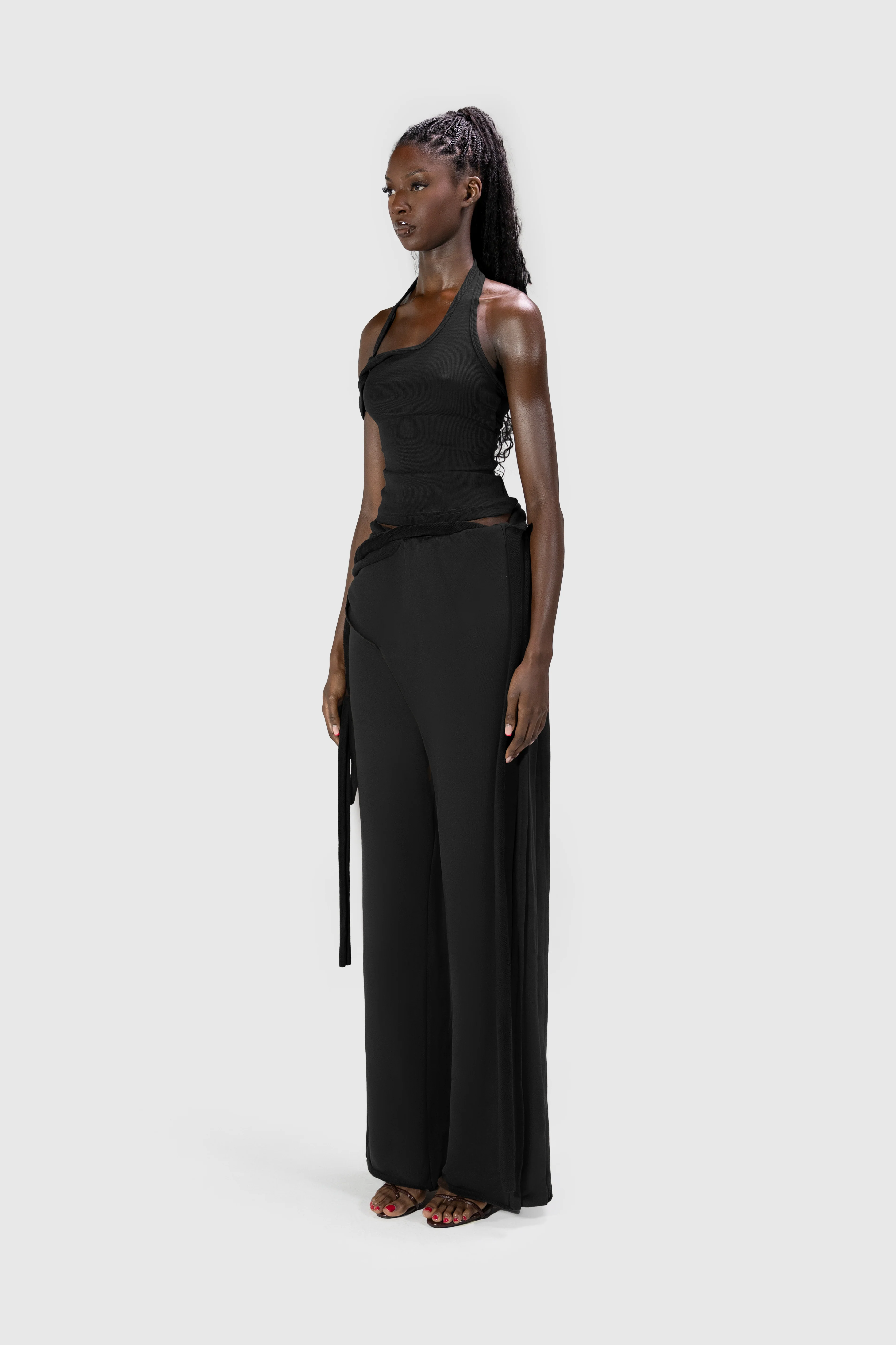 Wrapped Wide Leg Jogger - Black - Image 3