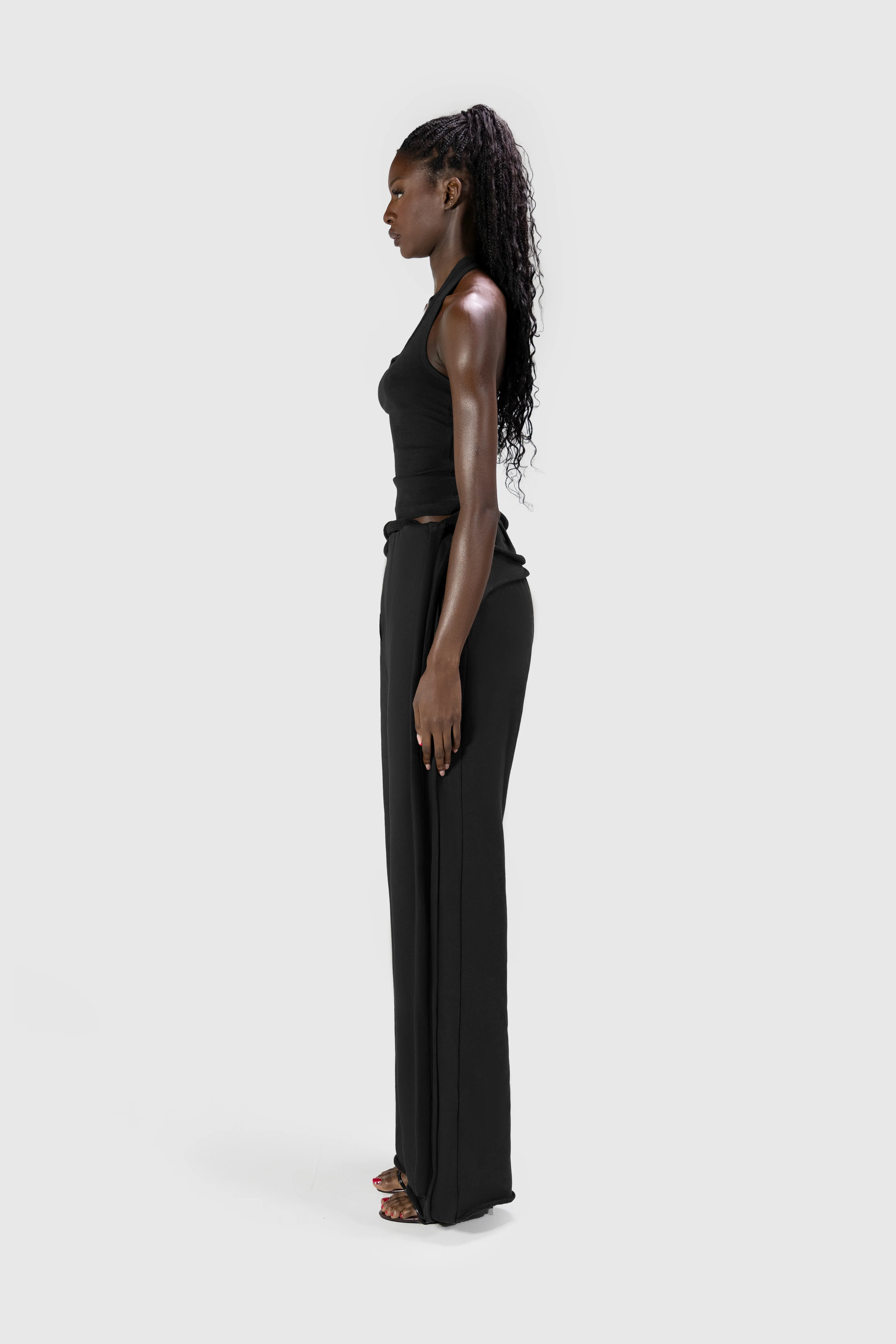 Wrapped Wide Leg Jogger - Black - Image 4