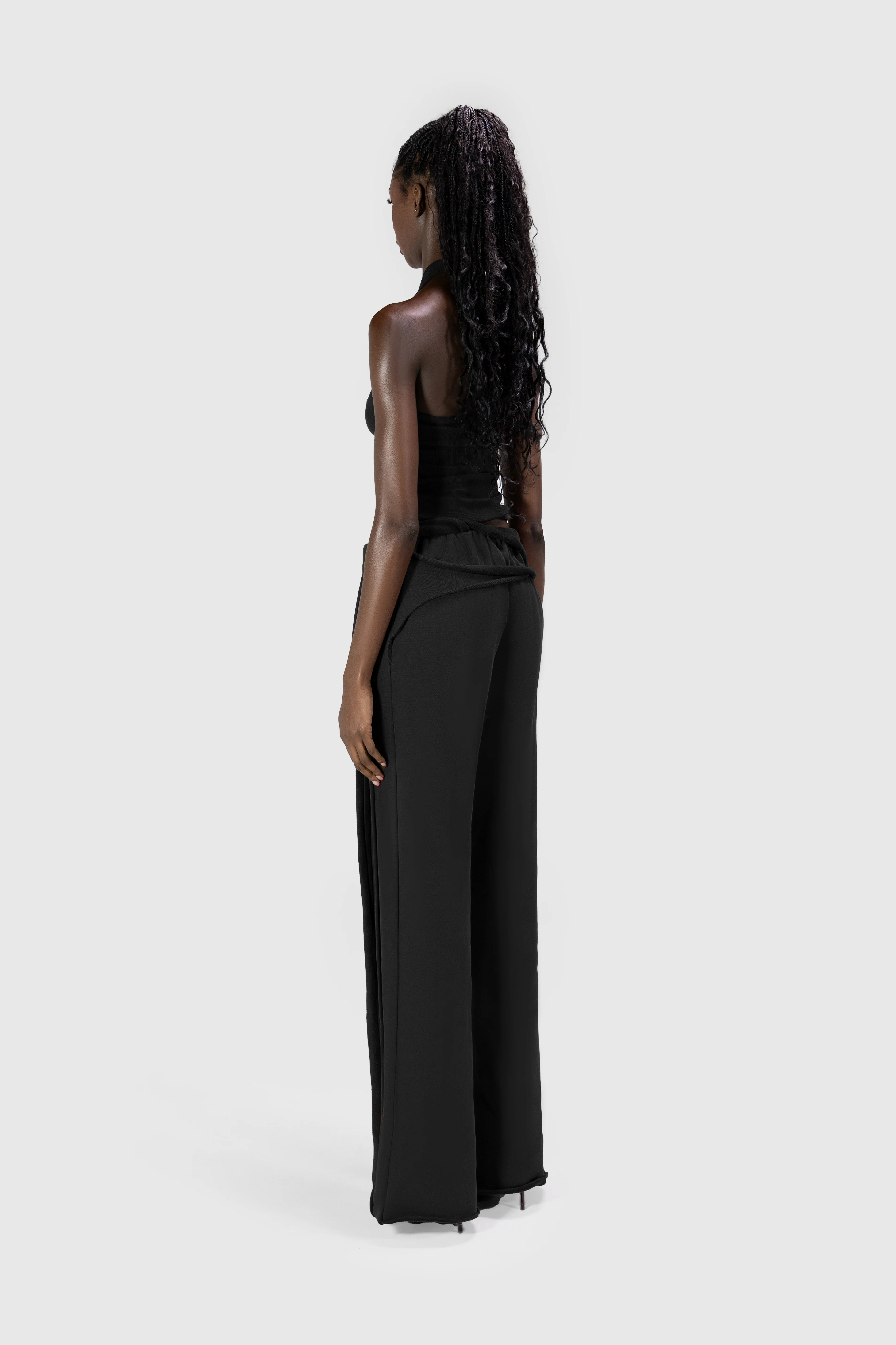 Wrapped Wide Leg Jogger - Black - Image 5