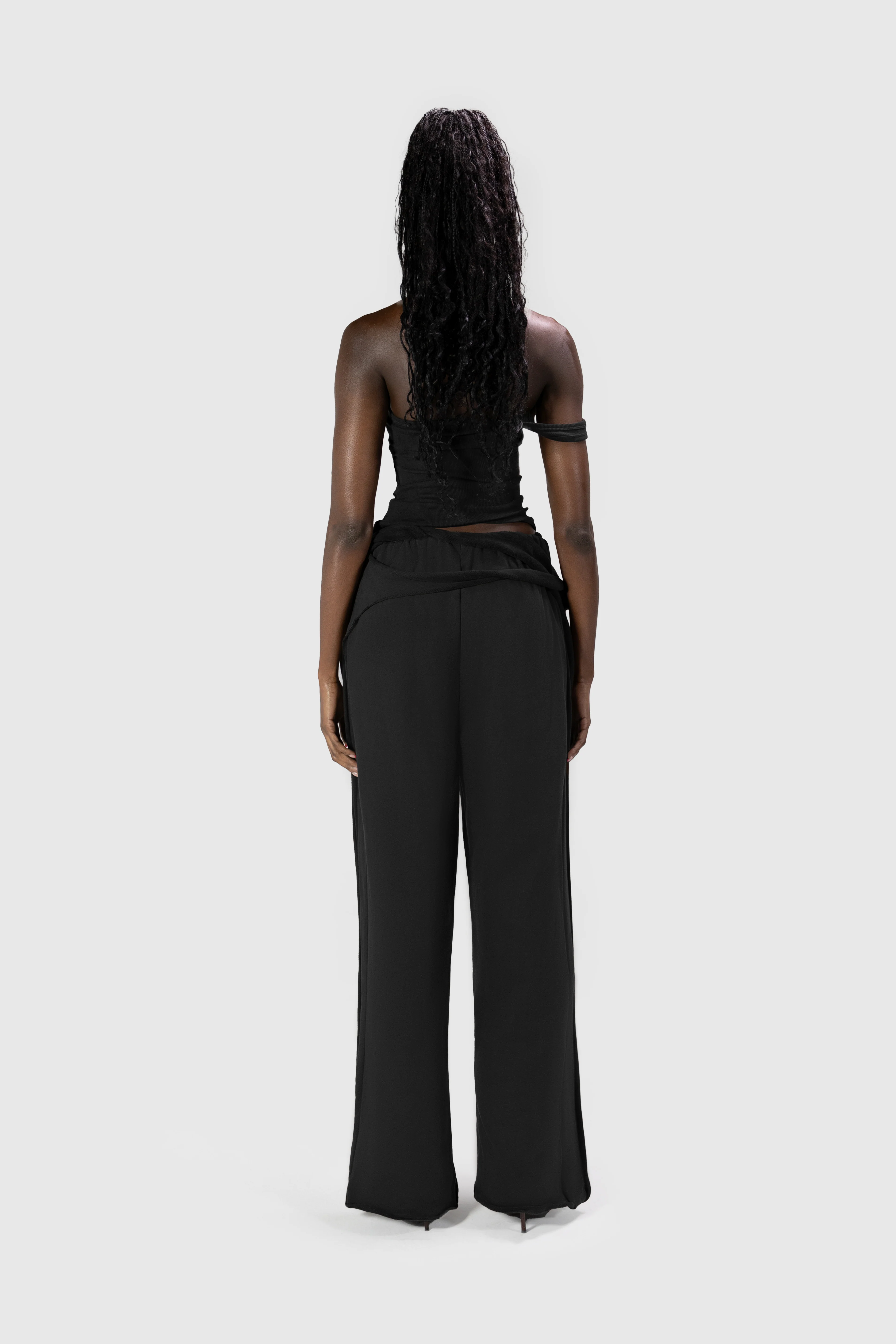 Wrapped Wide Leg Jogger - Black - Image 6