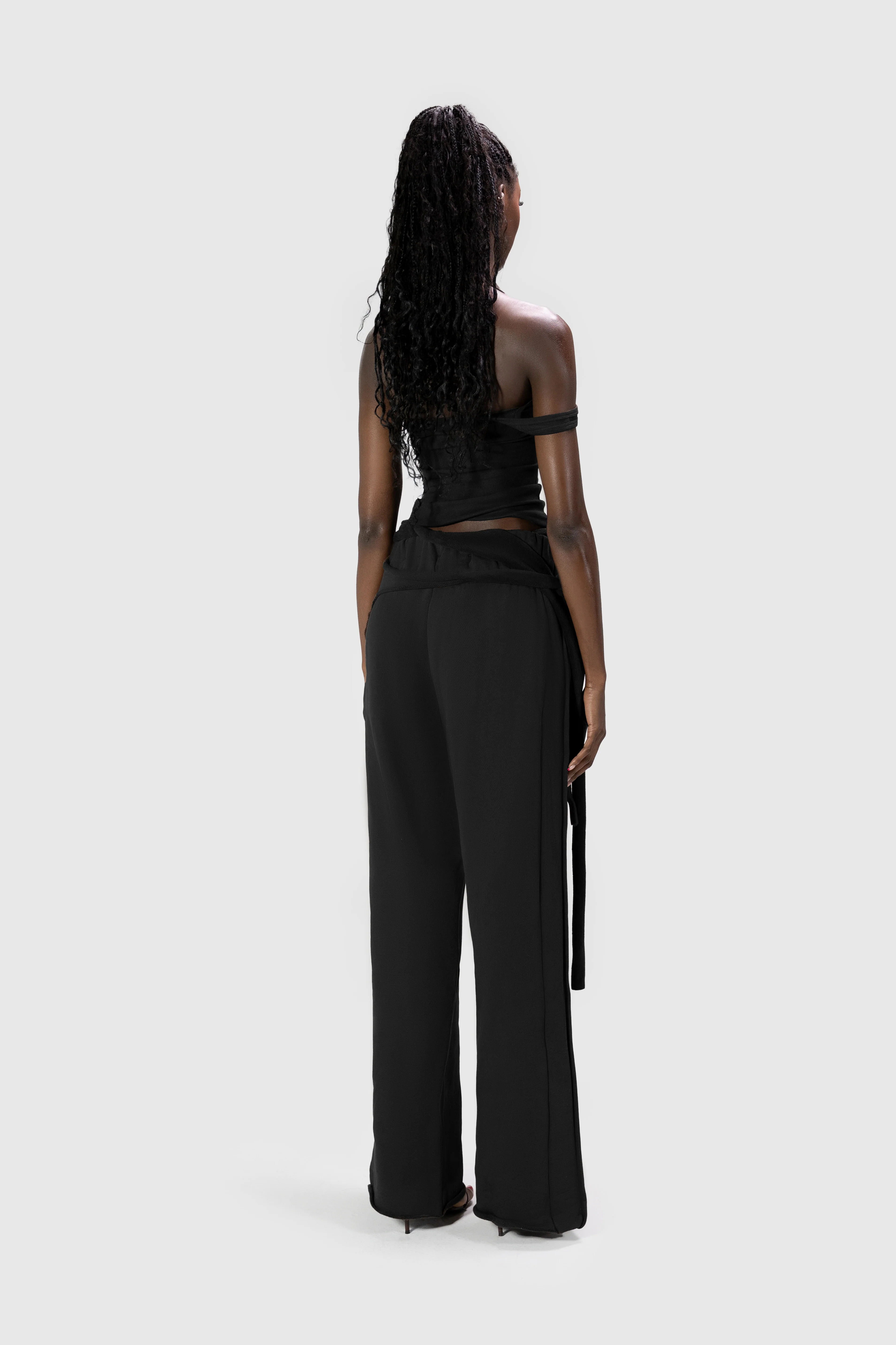 Wrapped Wide Leg Jogger - Black - Image 7