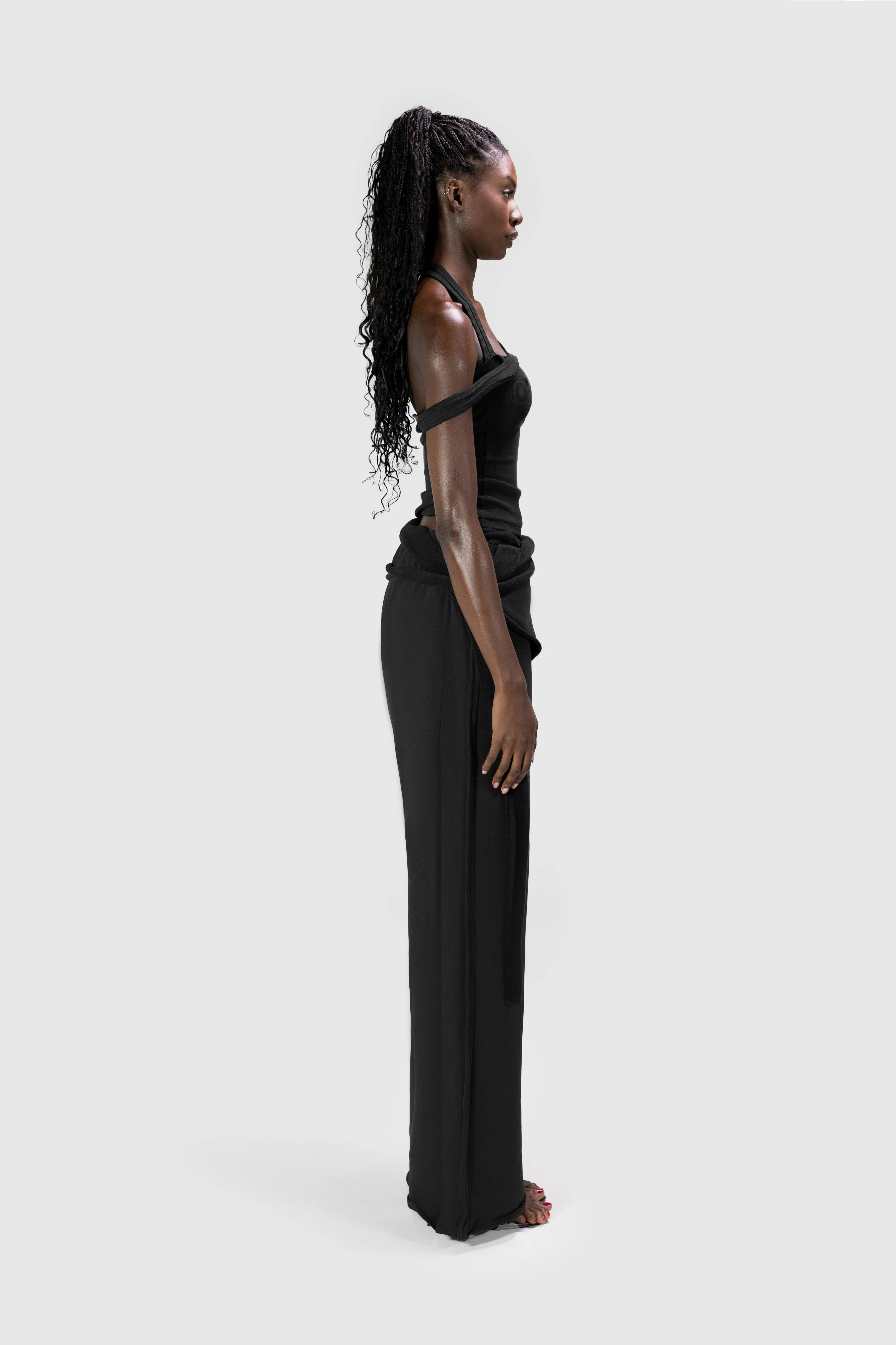 Wrapped Wide Leg Jogger - Black - Image 8