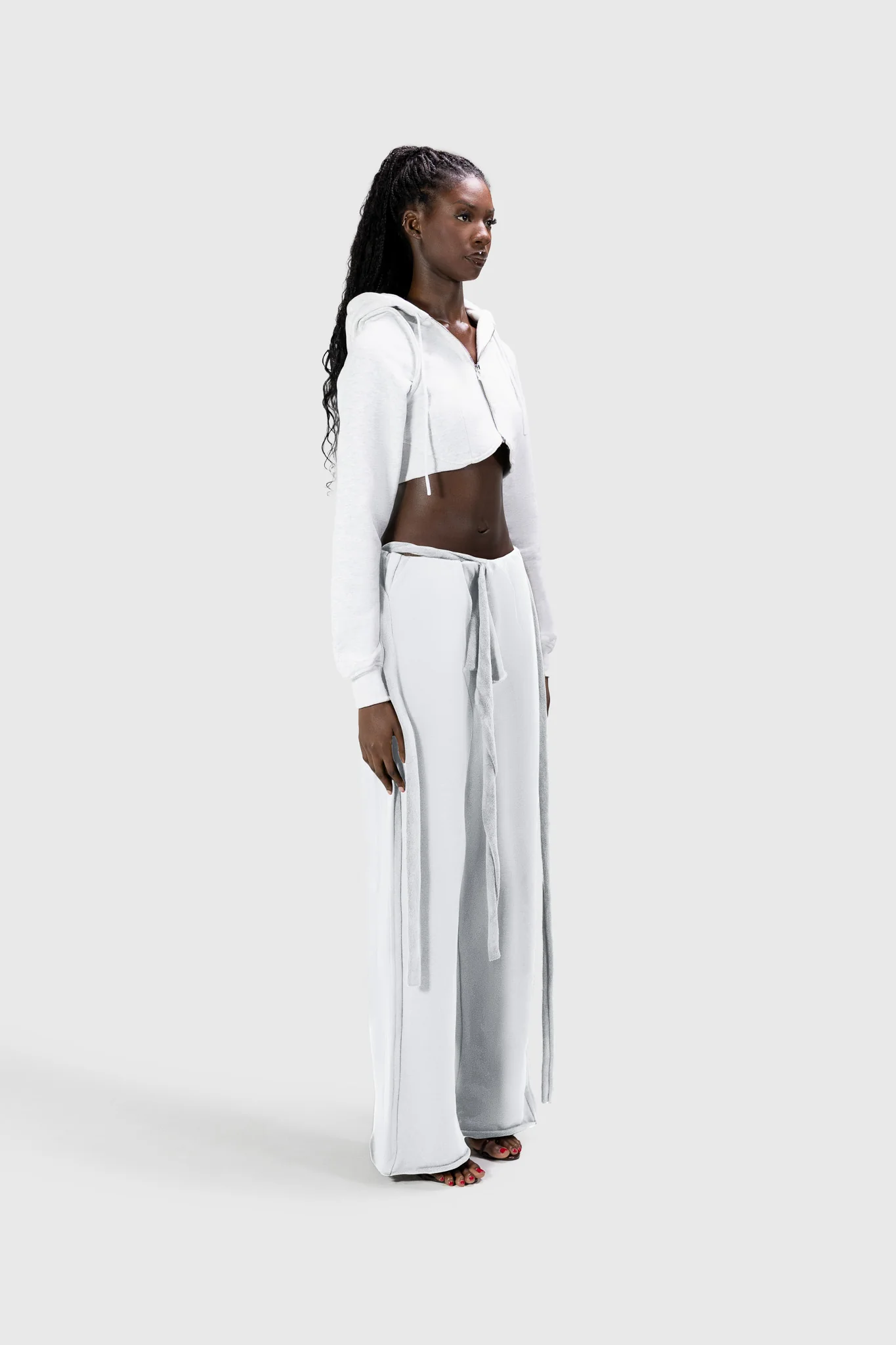 Wrapped Wide Leg Jogger - Light Grey - Image 10
