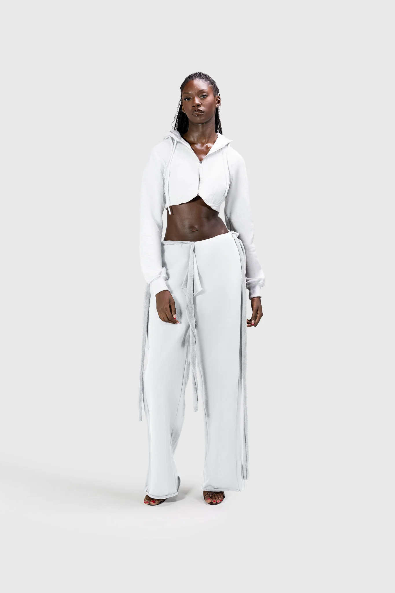 Wrapped Wide Leg Jogger - Light Grey - Image 11