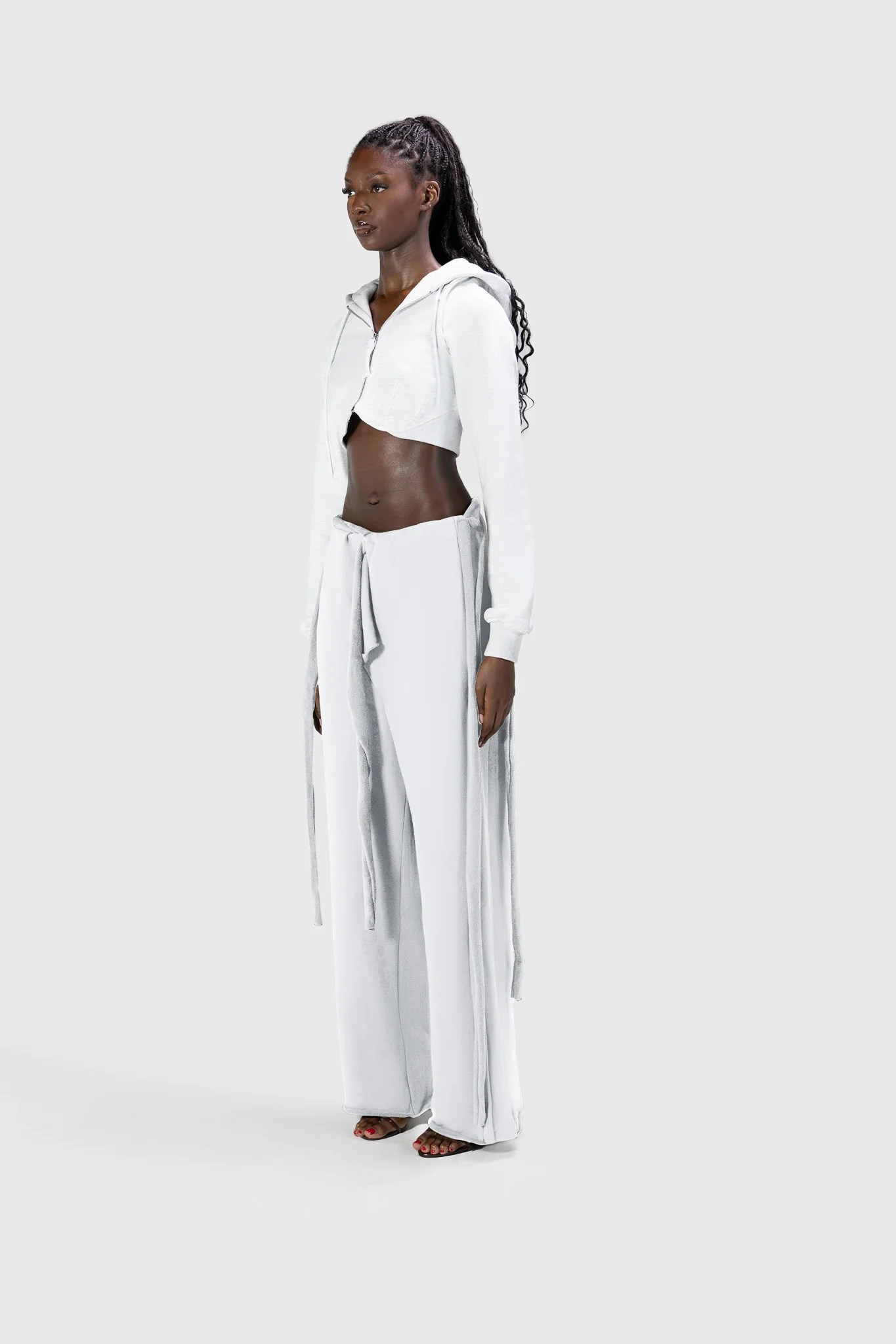 Wrapped Wide Leg Jogger - Light Grey - Image 3