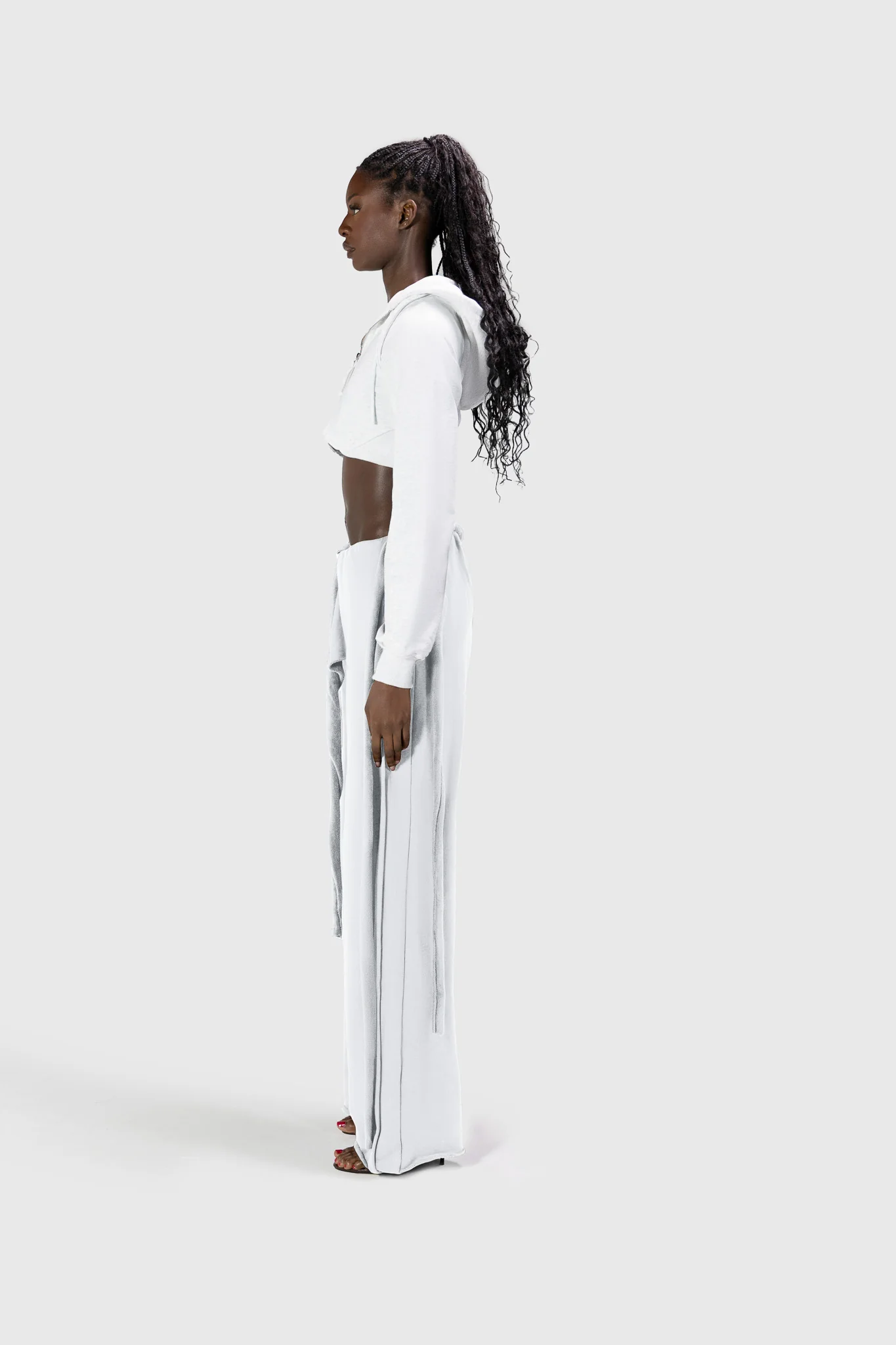 Wrapped Wide Leg Jogger - Light Grey - Image 4