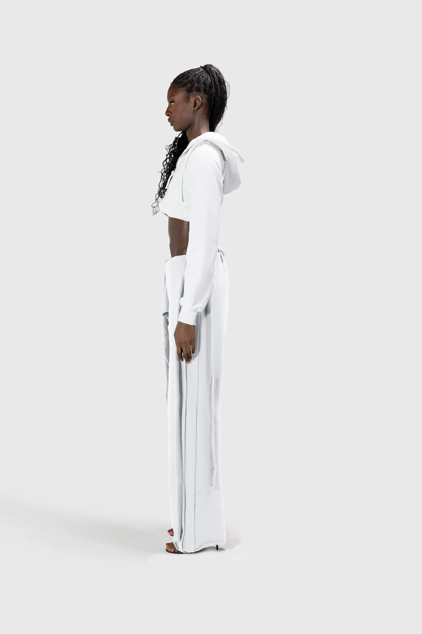 Wrapped Wide Leg Jogger - Light Grey - Image 5