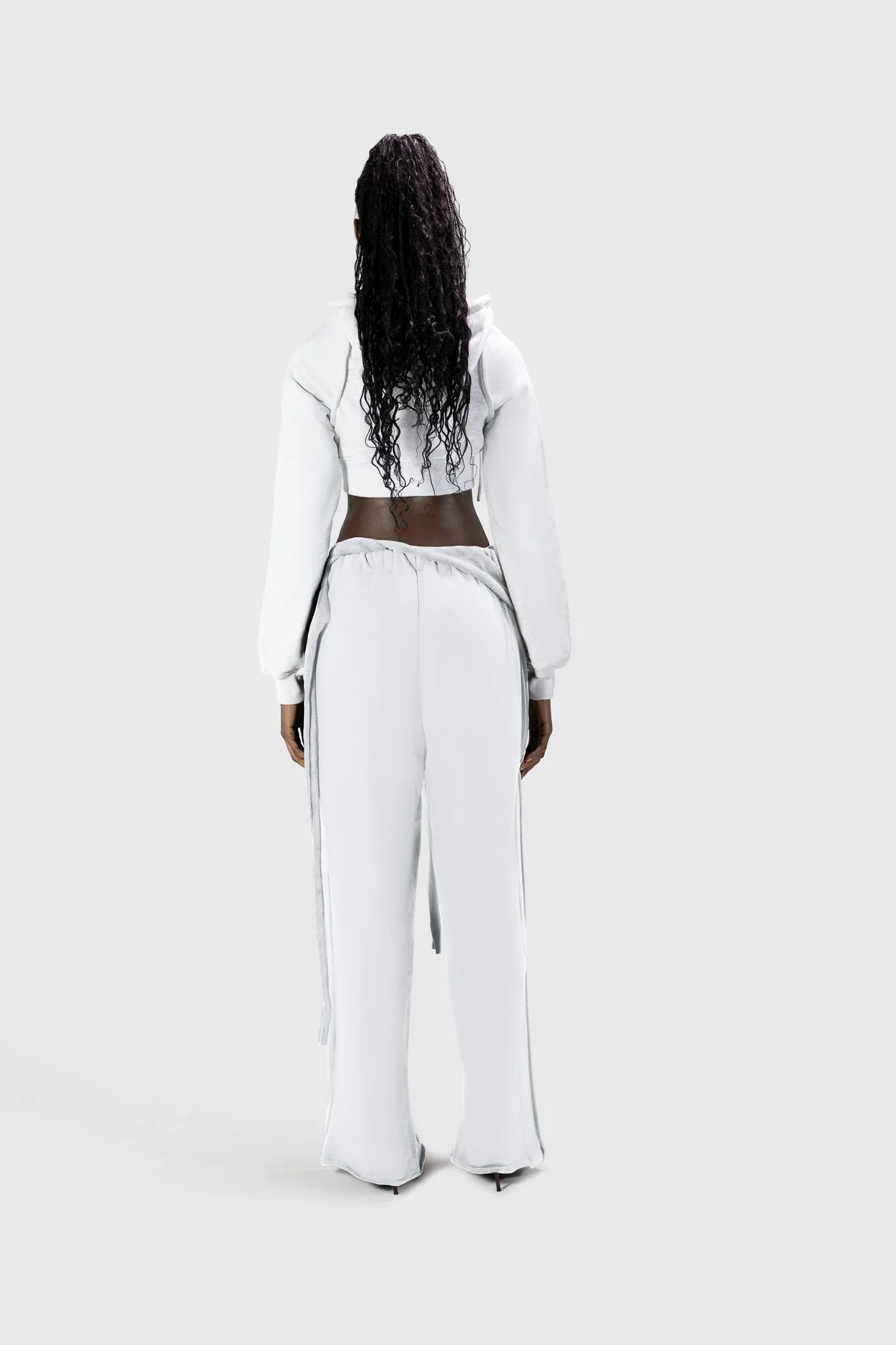 Wrapped Wide Leg Jogger - Light Grey - Image 7