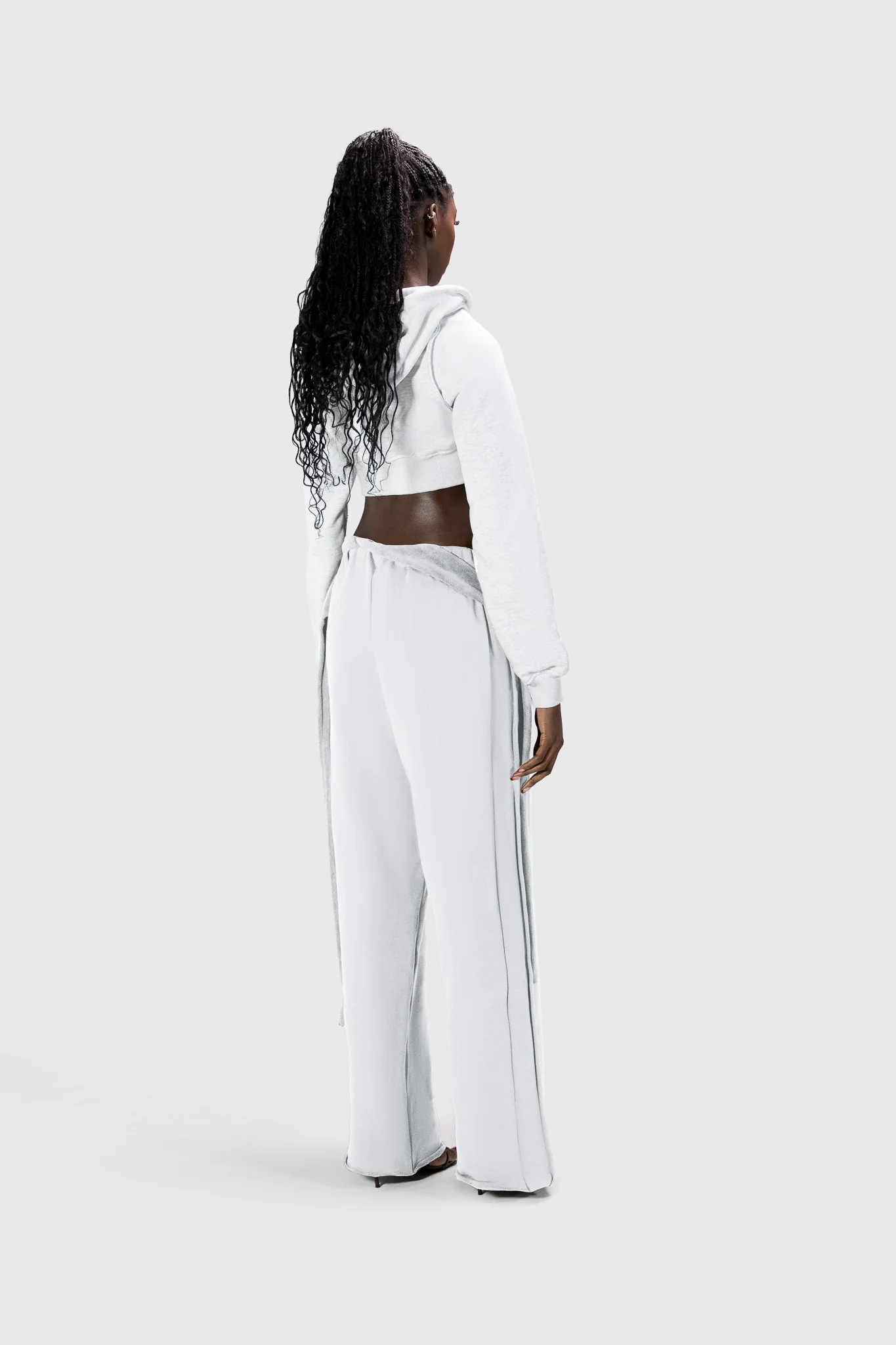 Wrapped Wide Leg Jogger - Light Grey - Image 8