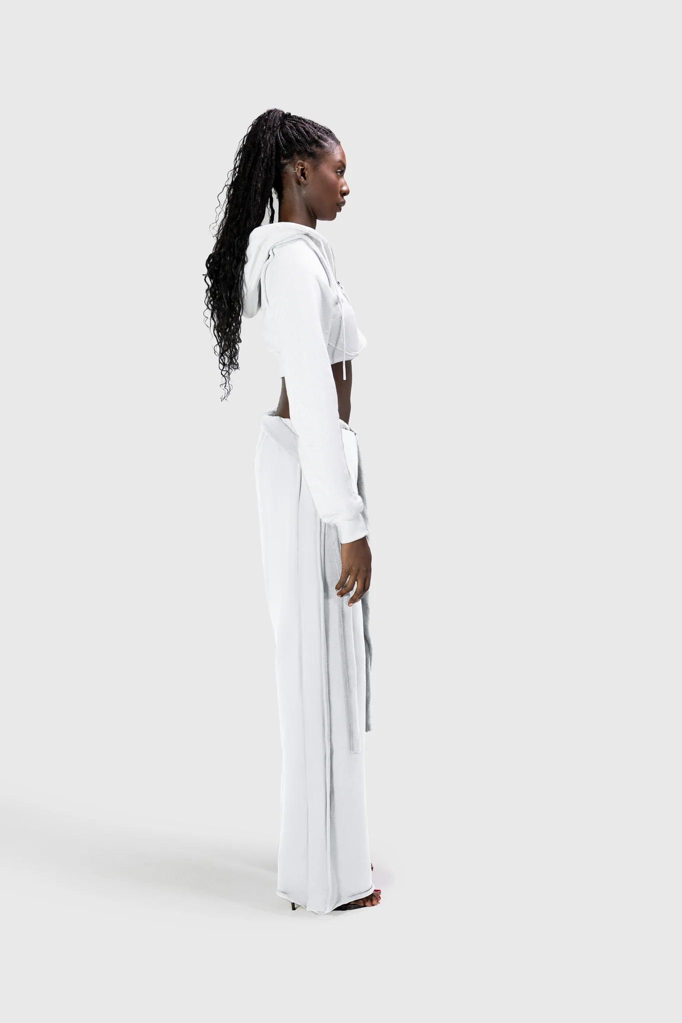 Wrapped Wide Leg Jogger - Light Grey - Image 9