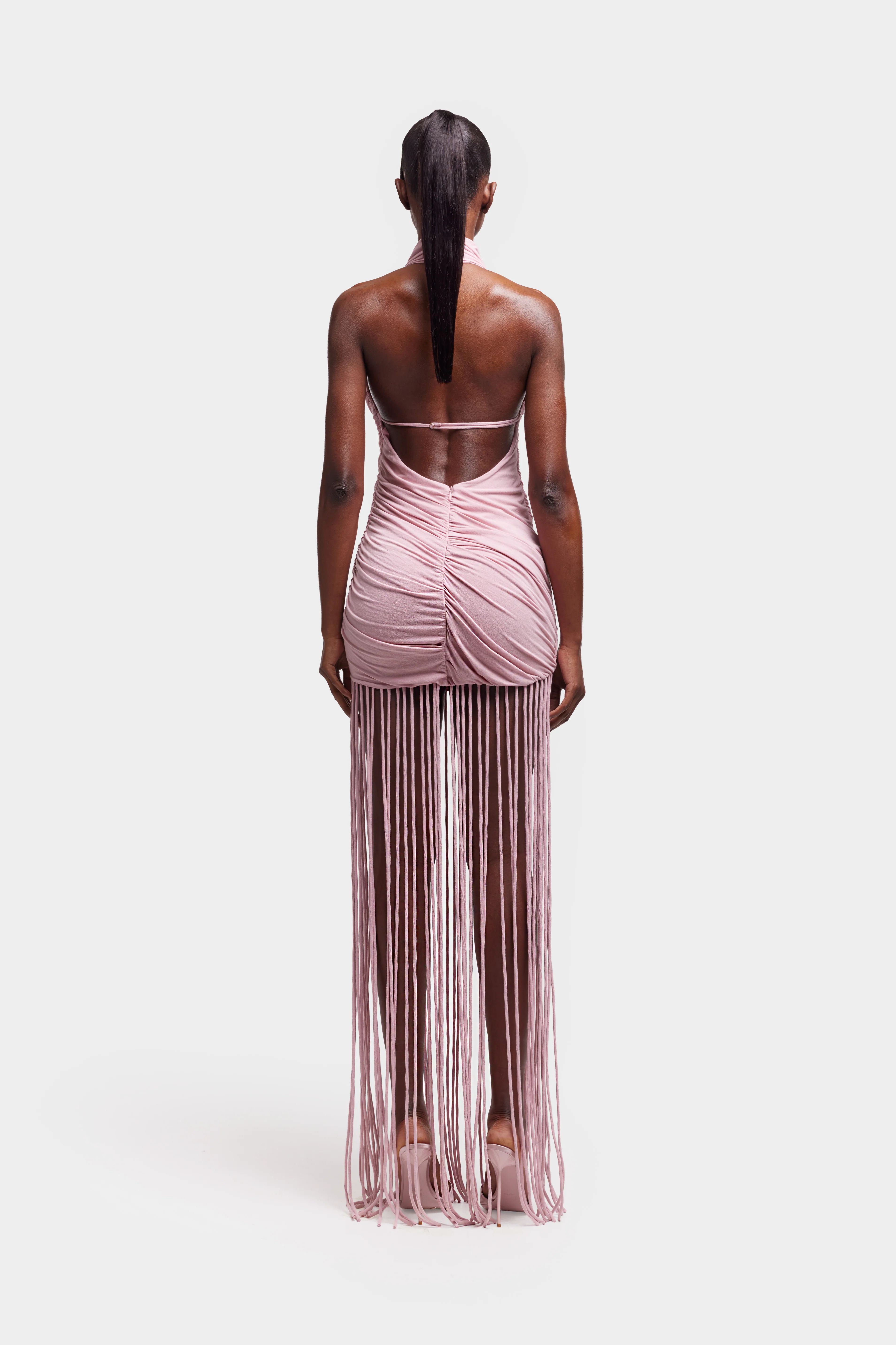 Zuma Ruched Tassel Dress - Rose - Image 3